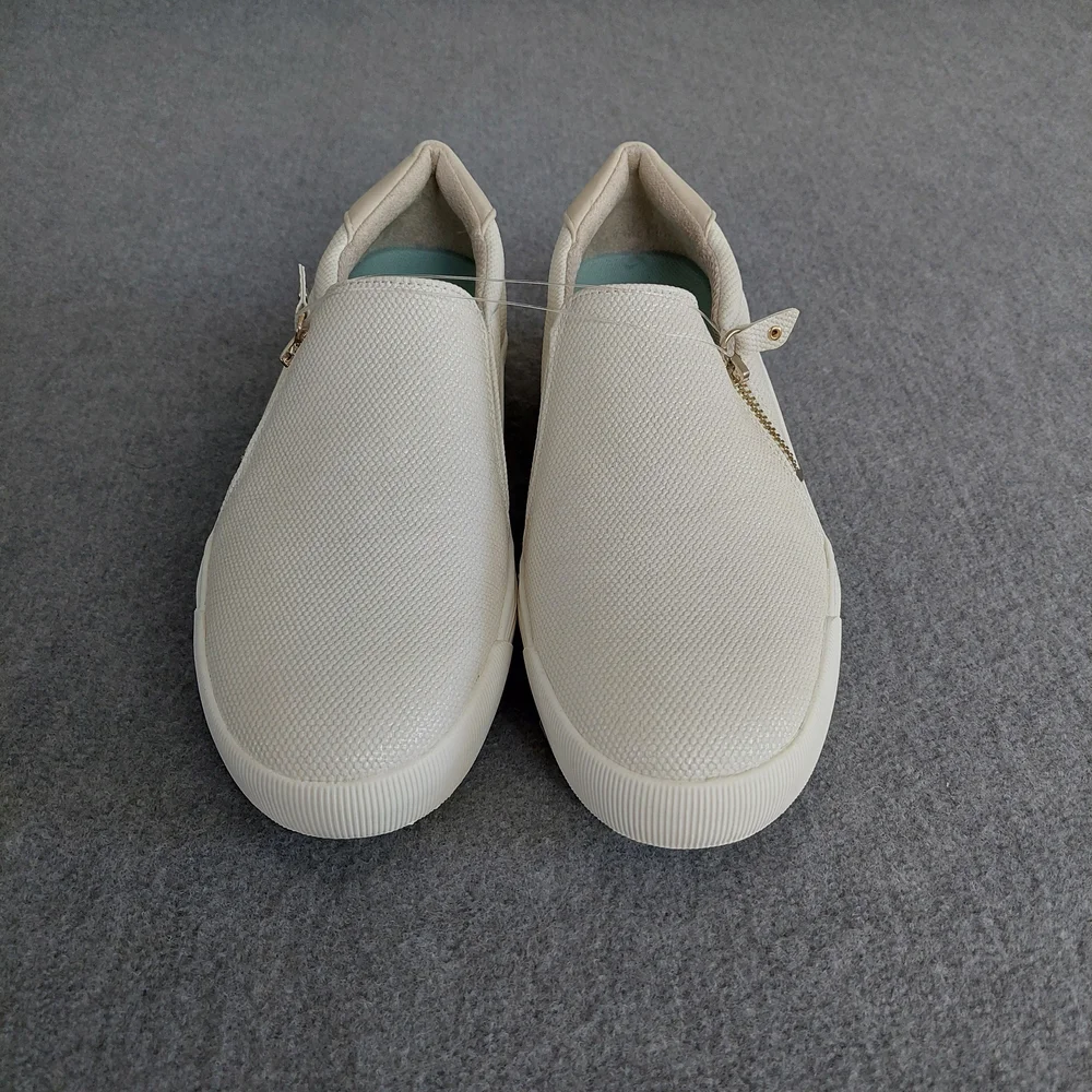 Scholl's Time Off Now Platform Sneaker Cream Snake Zip NWOB Women's 8M